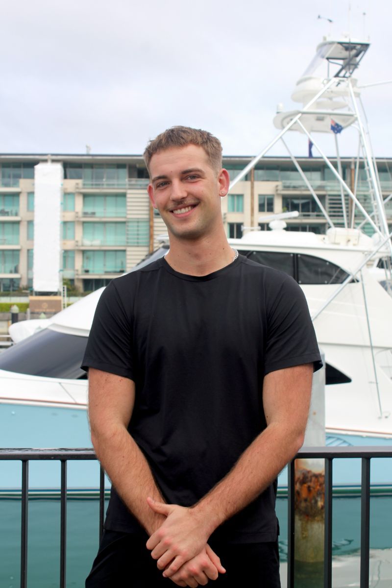 Freddie M, a former hospitality worker turned superyacht deckhand, dockside after sailing to Fiji